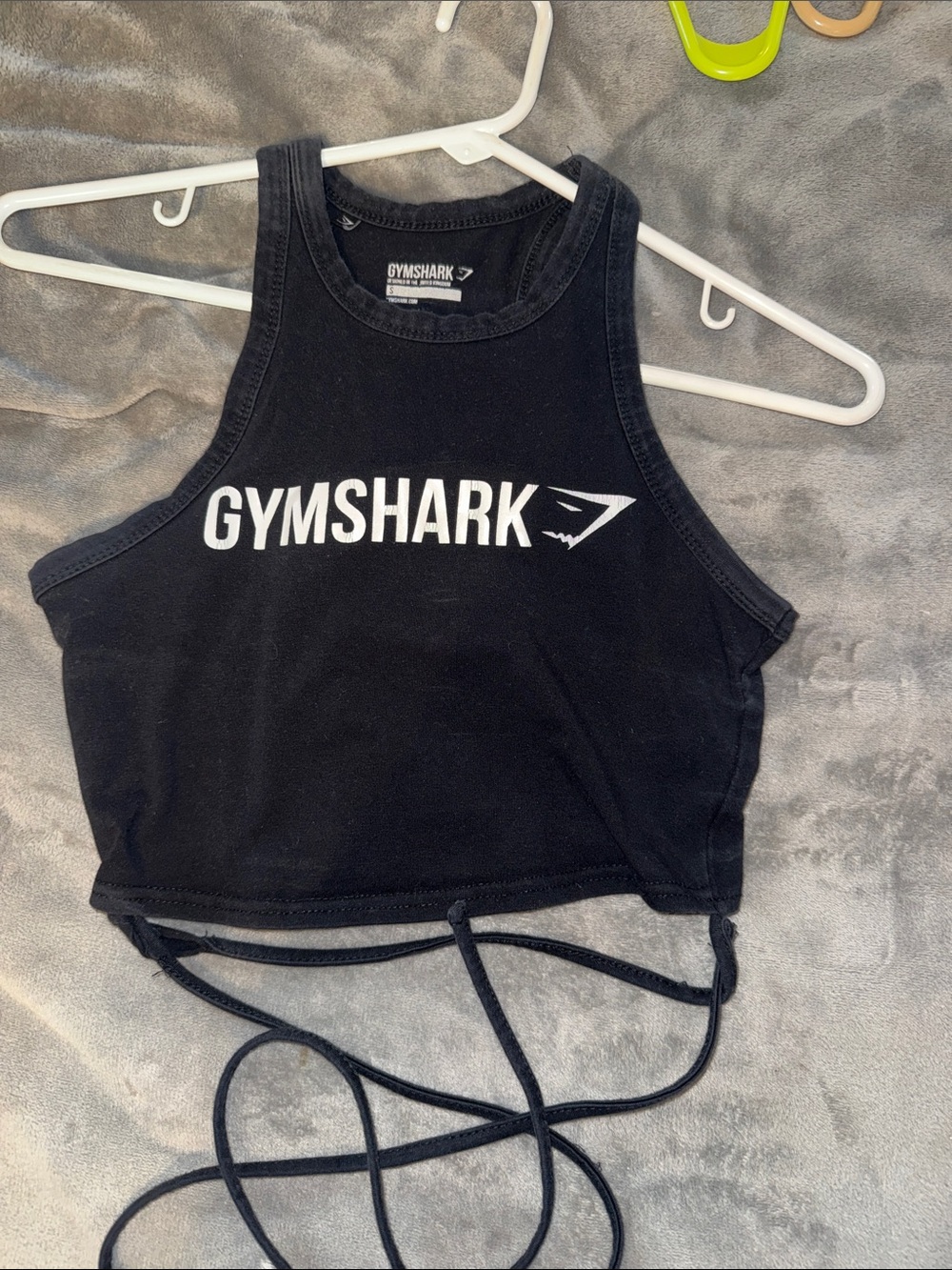 Gymshark Black Cropped Lace-Up Tank